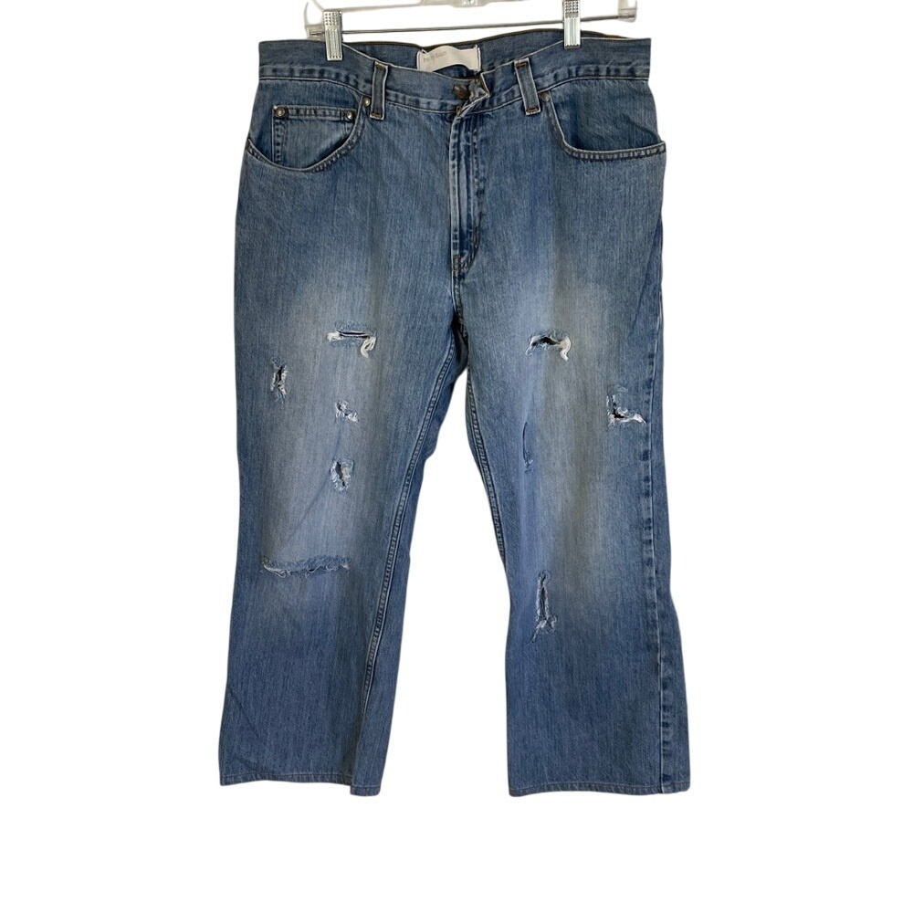 Perry Ellis Mens Jeans Size‎ 36x32 5 Pocket Rips Distressed Casual
